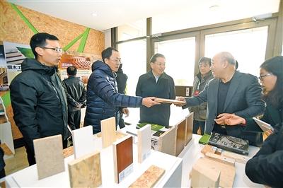 中国(文安)木材工业技术研发中心展示的新型环保材料.